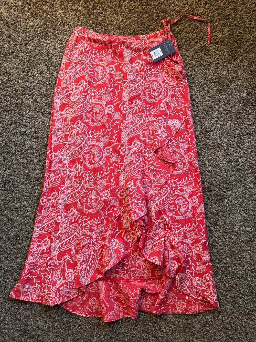 Red Floral Wrap Maxi Skirt